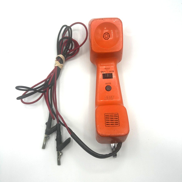 VTG AT&T Phone Line Tester Push Button Lineman Test Butt Set ORANGE FREE SHIP - Picture 1 of 5